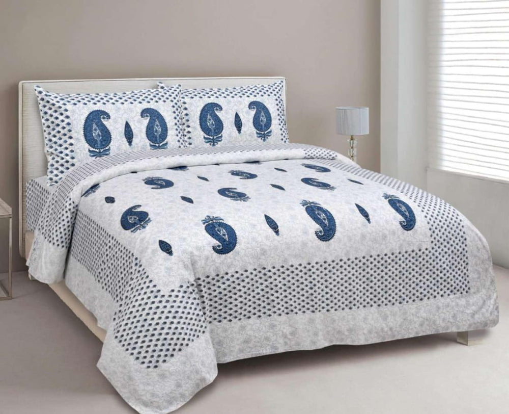BS195: Tonk King Double Bed Sheets with Quilted Pillow Covers