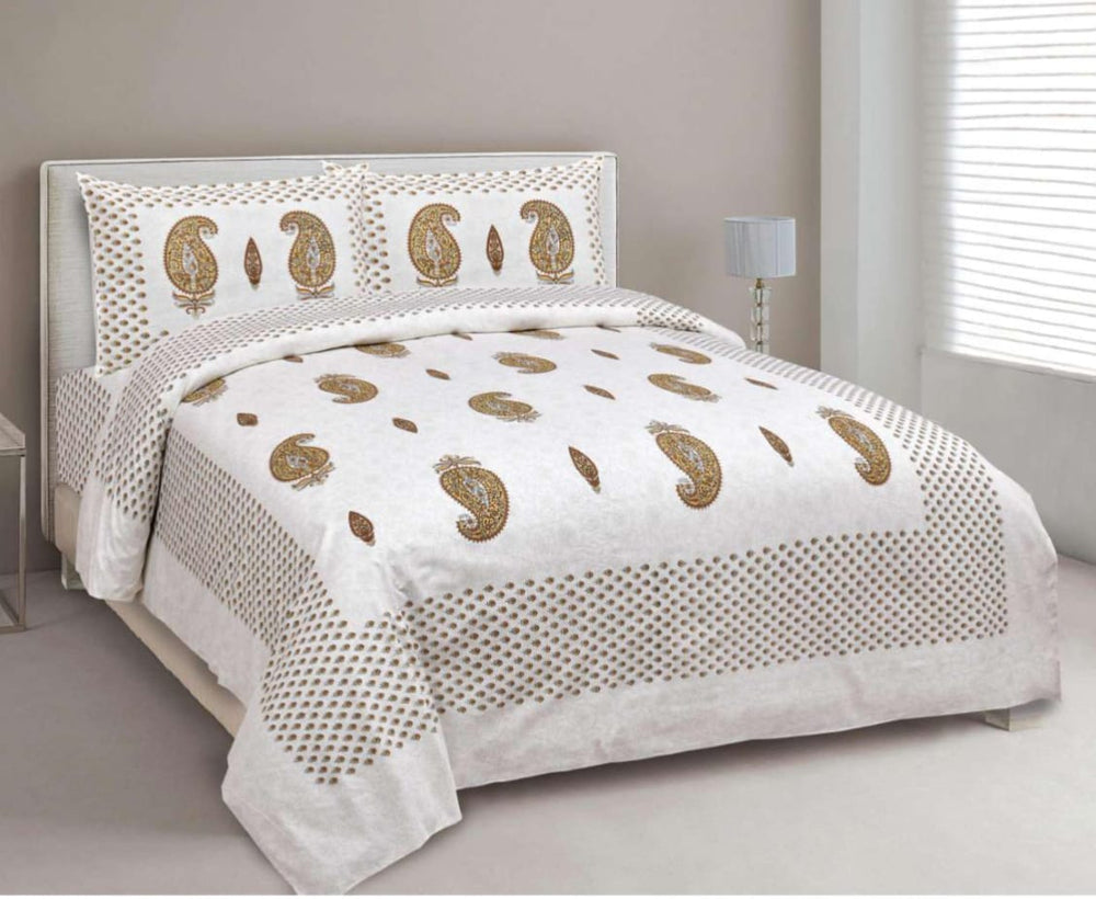BS195: Tonk King Double Bed Sheets with Quilted Pillow Covers