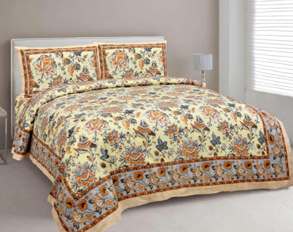 BS195: Tonk King Double Bed Sheets with Quilted Pillow Covers