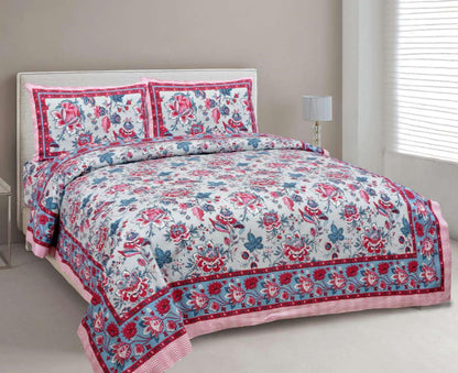 BS195: Tonk King Double Bed Sheets with Quilted Pillow Covers