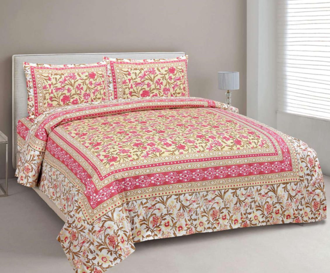 BS195: Tonk King Double Bed Sheets with Quilted Pillow Covers