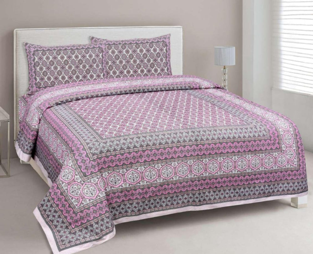 BS195: Tonk King Double Bed Sheets with Quilted Pillow Covers