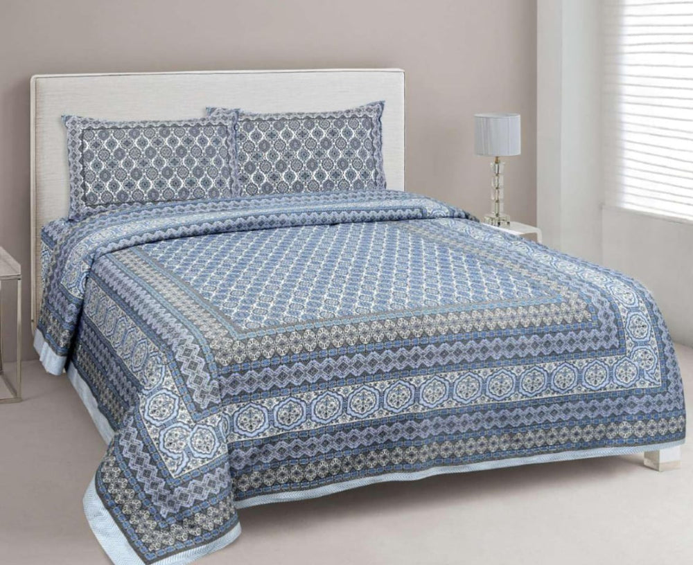 BS195: Tonk King Double Bed Sheets with Quilted Pillow Covers