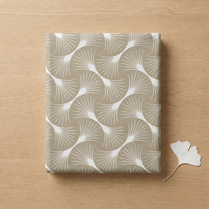 Geometric Fan Bedsheet — Beige & White