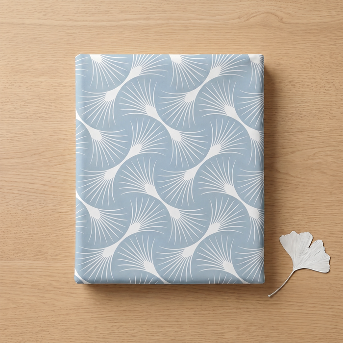 Geometric Fan Bedsheet — Sky Blue & White