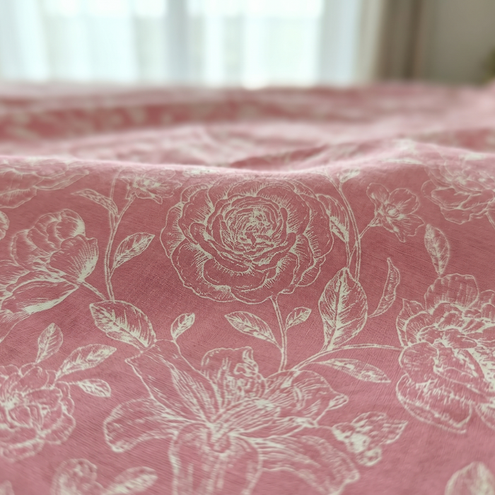 Rose Floral Bedsheet — Rose Pink & White
